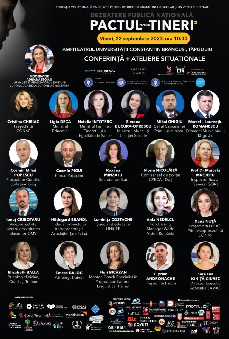 CONAF organizează în Târgu Jiu dezbaterea inaugurală a celei de-a doua serii  a programului național ”Pactul Pentru Tineri”