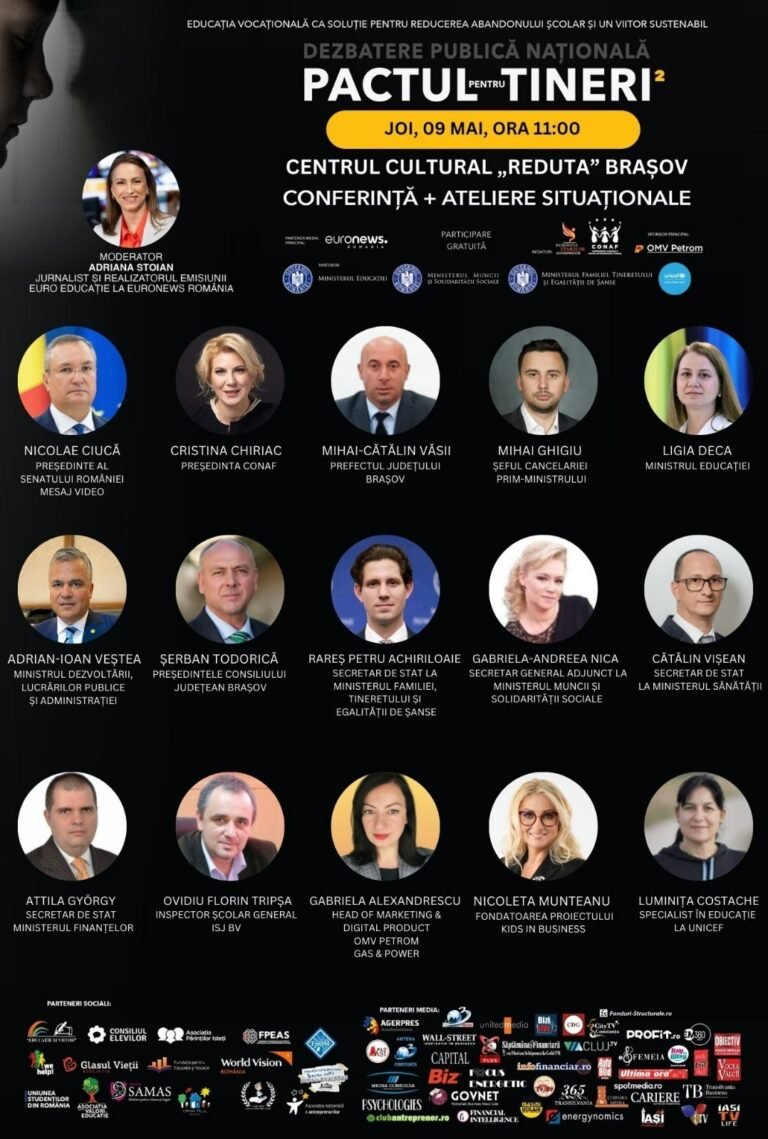 Brașov – dezbatere pentru reducerea abandonului școlar „Pactului pentru Tineri”  •	Front comun pentru viitorul tinerilor brașoveni •	Pactul pentru Tineri – lecția de responsabilitate