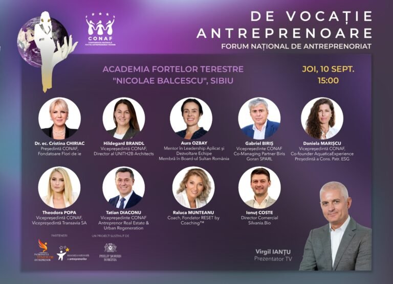 Forumul Național „De Vocație Antreprenoare” ajunge pe 10 septembrie la Sibiu CONAF va măsura la Sibiu deciziile antreprenorilor  care preced indicatorii economici